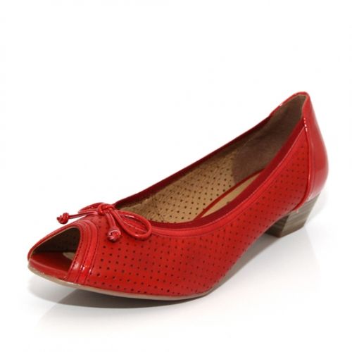 Официални дамски червени обувки с нисък ток