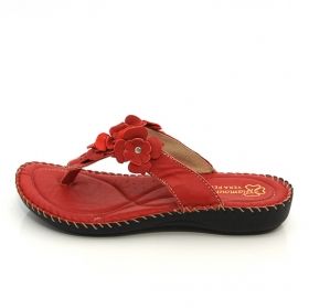 Дамски чехли от естествена кожа GLAMOUR, Червени