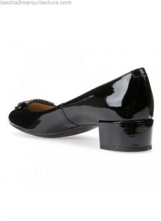 Дамски Дишащи Лачени Обувки GEOX D52V8A 06685 C9997 с деколте - черни