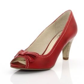 Немски официални червени обувки с панделка и ток