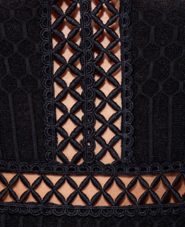 Crochet Lace Trim Flare Sleeve Sheer Bodysuit PARISIAN