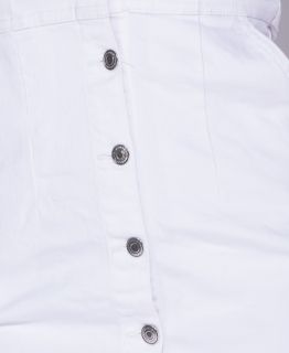 Button Front Long Sleeve Stretch Denim Dress PARISIAN