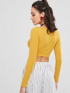 Plain Cropped Top - Golden Brown