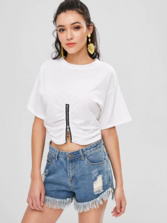Zip Cinched T-shirt - White