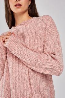 Плетен пуловер в прашно розово