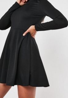 Black High Neck Sleeveless Midi Dress