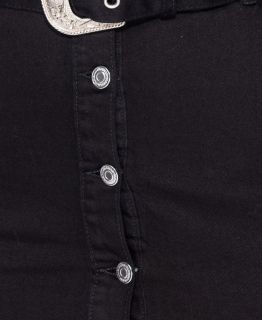 Denim Western Buckle Detail Button Up Bodycon Shirt Dress