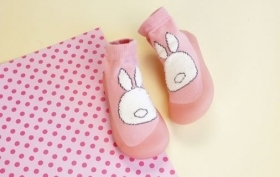 BEFADO 002P008 Бебешки Обувки чорапчета, Розови със зайче