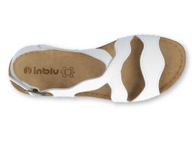 INBLU 158D127 Италиански дамски анатомични сандали от естествена кожа, Бели