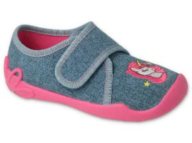 BEFADO 122X016 Детски обувки за момиче от текстил, Сиви с еднорог