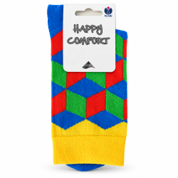 Цветни дамски чорапи NOVIA Happy Comfort – десен кубчета