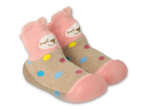 BEFADO 002P019 Бебешки Обувки чорапчета, Бежови с коте