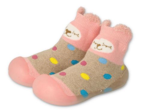 BEFADO 002P019 Бебешки Обувки чорапчета, Бежови с коте