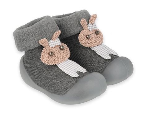 BEFADO 002P031 Бебешки Обувки чорапчета, Сиви със зайче