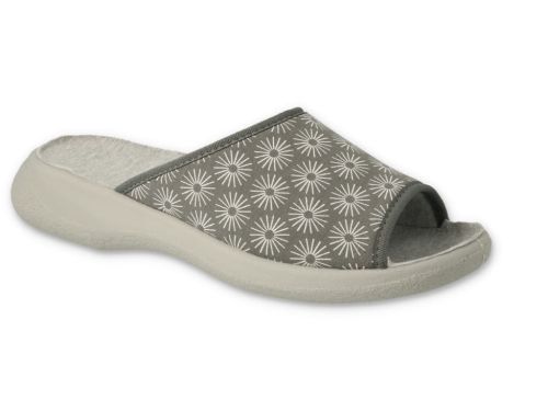 BEFADO OLIVIA 442D197  Полски домашни чехли с отворени пръсти, Сиви на цветя