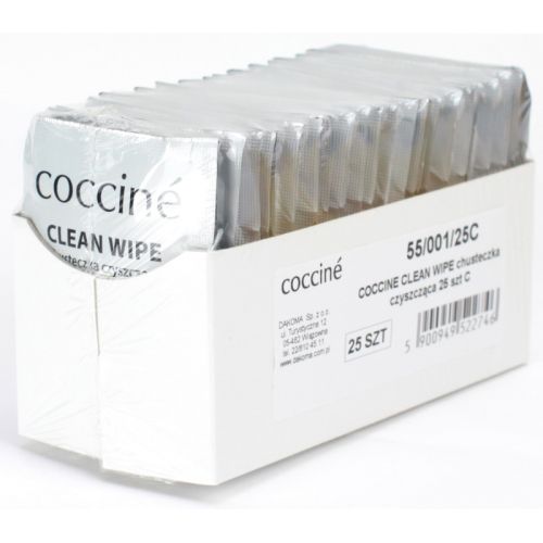 COCCINE CLEANING WIPES Индивидуални Мокри кърпички за почистване на обувки, 25 бр в кутия