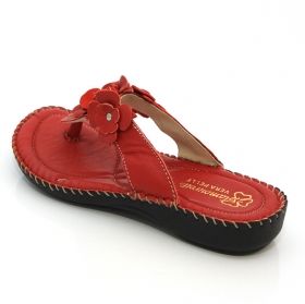 Дамски чехли от естествена кожа GLAMOUR, Червени