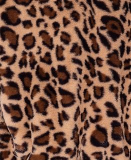 Leopard Print Faux Fur PU Trim Zip Front Bomber Jacket