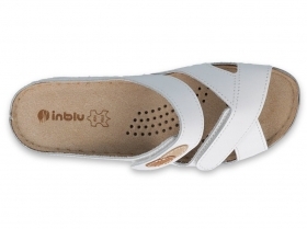 INBLU 158D112 Италиански дамски анатомични чехли от естествена кожа, Бели