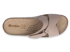 INBLU 158D140 Италиански дамски анатомични чехли от естествена кожа, Бежови