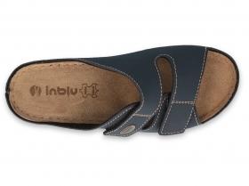 INBLU 158D145 Италиански дамски анатомични чехли от естествена кожа, Тъмносини