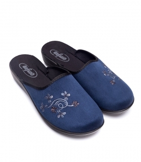 BEFADO 552D005 Полски домашни чехли от текстил на лека платформа, сини