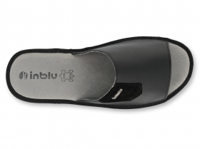 INBLU 158M004 Италиански мъжки анатомични чехли от естествена кожа, Черни