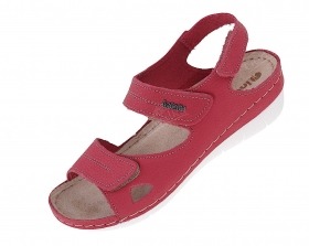 INBLU 158D157 Италиански дамски анатомични сандали от естествена кожа, Червени