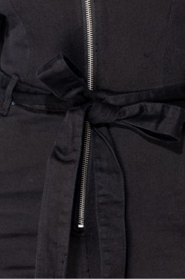 Button Up Detail Tie Waist Long Sleeve Jumpsuit