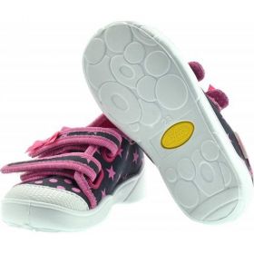 BEFADO MAXI 907P098 Бебешки текстилни обувки, Сини с  розови звезди и точки