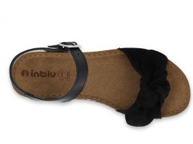 INBLU 158D151 Италиански дамски анатомични сандали от естествена кожа, Черни