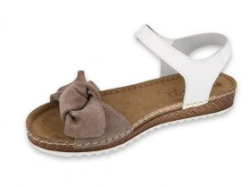 INBLU 158D152 Италиански дамски анатомични сандали от естествена кожа, Бежови с бяло