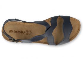 INBLU 158D128 Италиански дамски анатомични сандали от естествена кожа, Черни