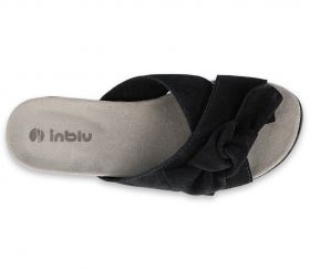 INBLU 158D156 Италиански дамски анатомични  чехли от естествена кожа, Черни