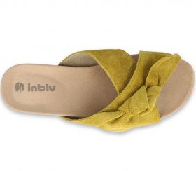 INBLU 158D153 Италиански дамски анатомични  чехли от естествена кожа, Жълти