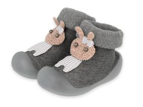 BEFADO 002P031 Бебешки Обувки чорапчета, Сиви със зайче