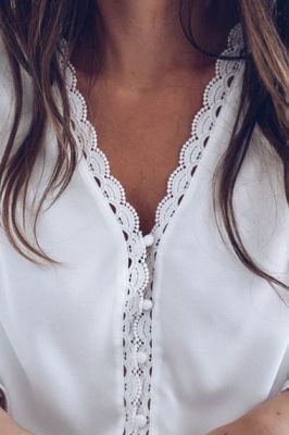 Дамска елегантна риза с бродерия, Бяла