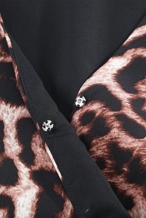 Дамска асиметрична рокля с леопардов принт, Кафява