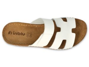 INBLU 158D242 Дамски олекотени чехли от естествена кожа, Бели