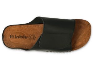 INBLU 158M020 Mъжки анатомични чехли от естествена кожа, Черни