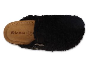 INBLU 155D147 Луксозни италиански дамски чехли с кожена стелка, Черни