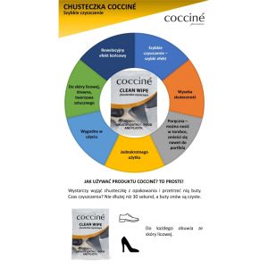 COCCINE CLEANING WIPES Индивидуални Мокри кърпички за почистване на обувки, 25 бр в кутия