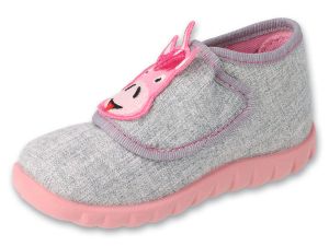 BEFADO FLEXI 454P035 Гъвкави бебешки пантофки за момиче, Сиви