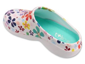 DR ORTO MED 154D110 Анатомично сабо с подвижна стелка, Бяло на цветя